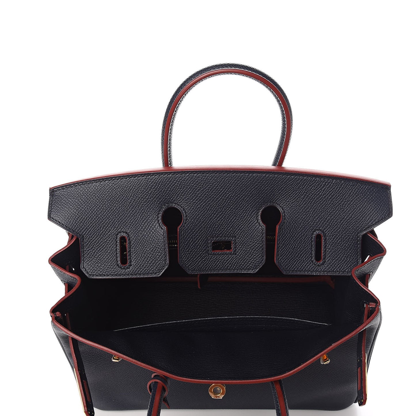 Epsom Contour Birkin 25 Bleu Indigo Rouge H