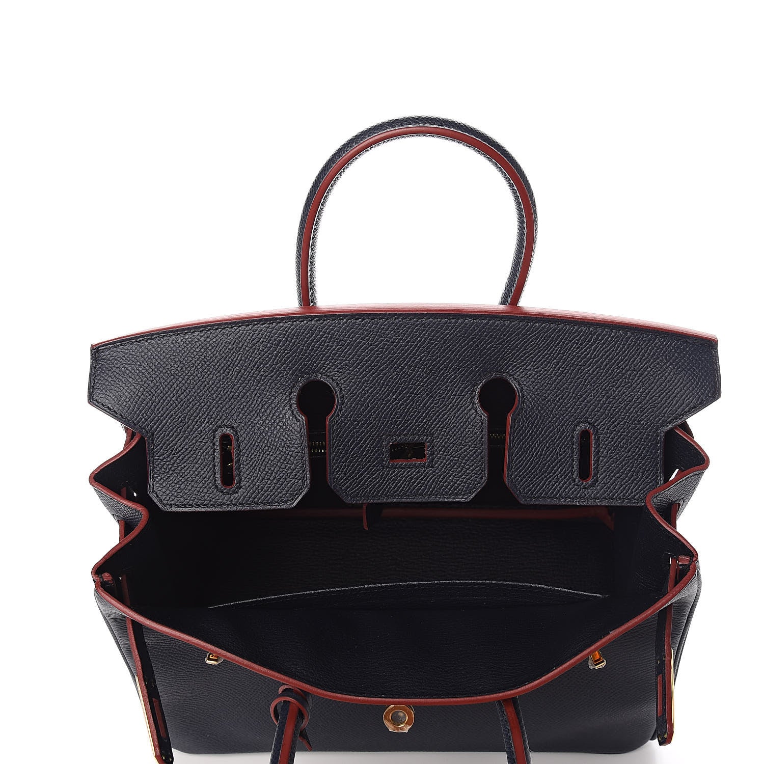 Hermes Epsom Contour Birkin 25 Bleu Indigo Rouge H 26 of 34