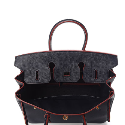 Hermes Epsom Contour Birkin 25 Bleu Indigo Rouge H 26 of 34