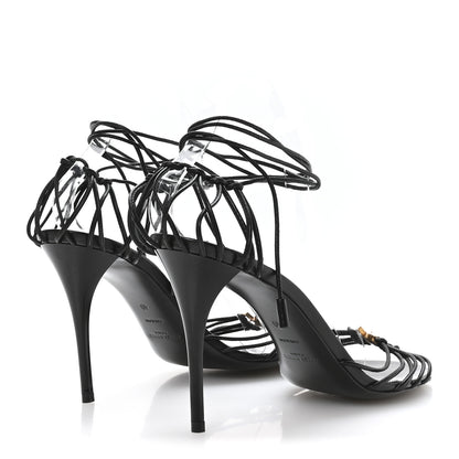 Saint Laurent Calfskin Babylone 90 Ankle Wrap Sandals 40 Black 5 of 7