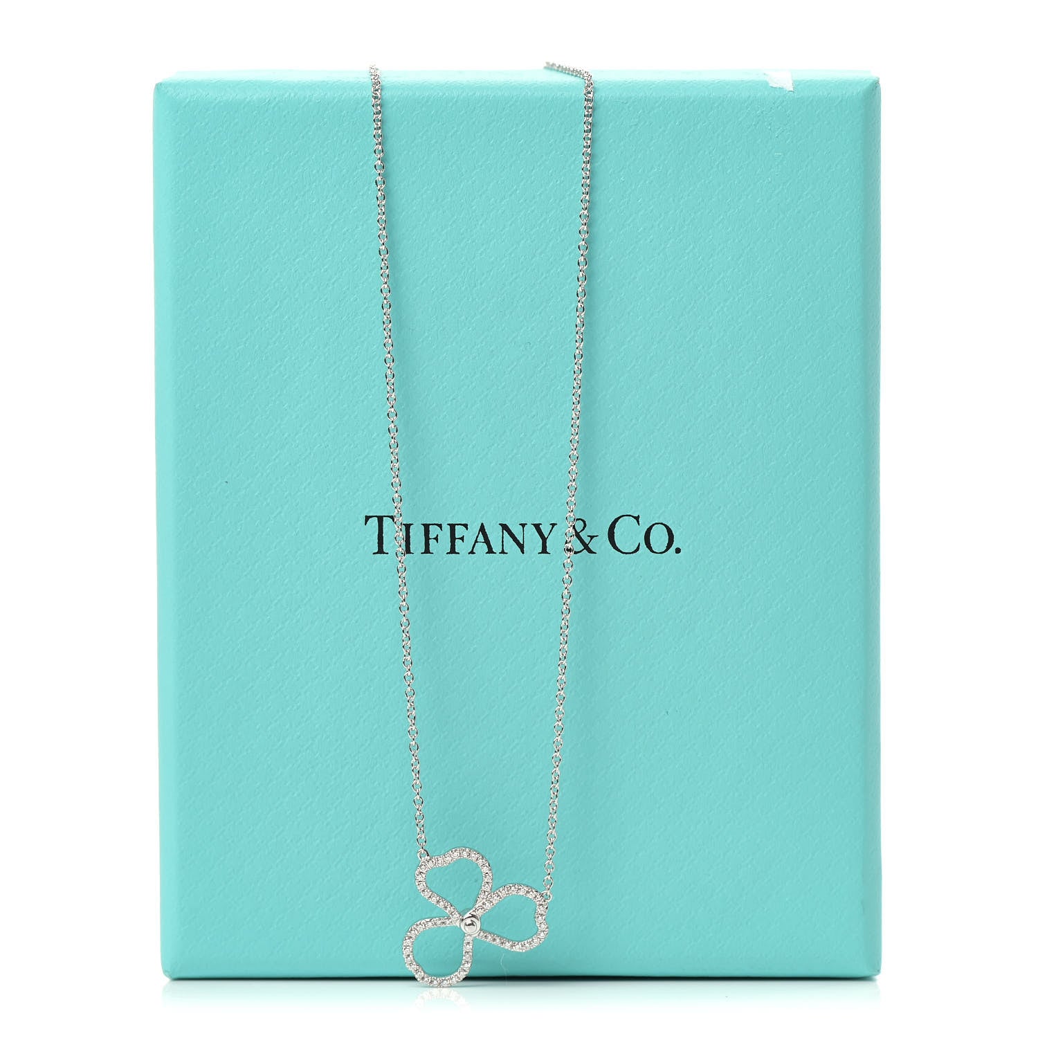 Tiffany Platinum Diamond Small Paper Flowers Pendant Necklace 6 of 6