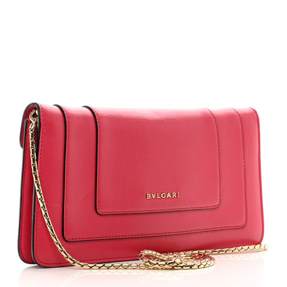 Bulgari Calfskin Serpenti Forever Flap Clutch Ruby Red 3 of 10