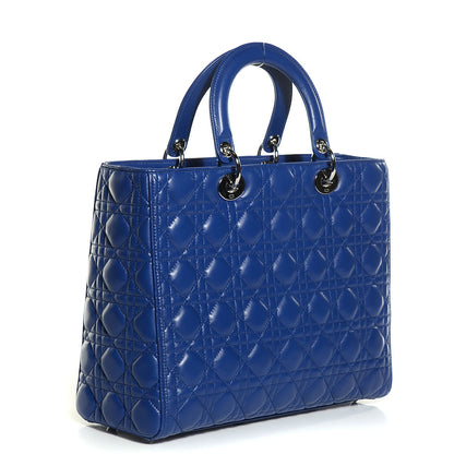 Christian Dior Lambskin Cannage Large Lady Dior Royal Blue 3 of 7