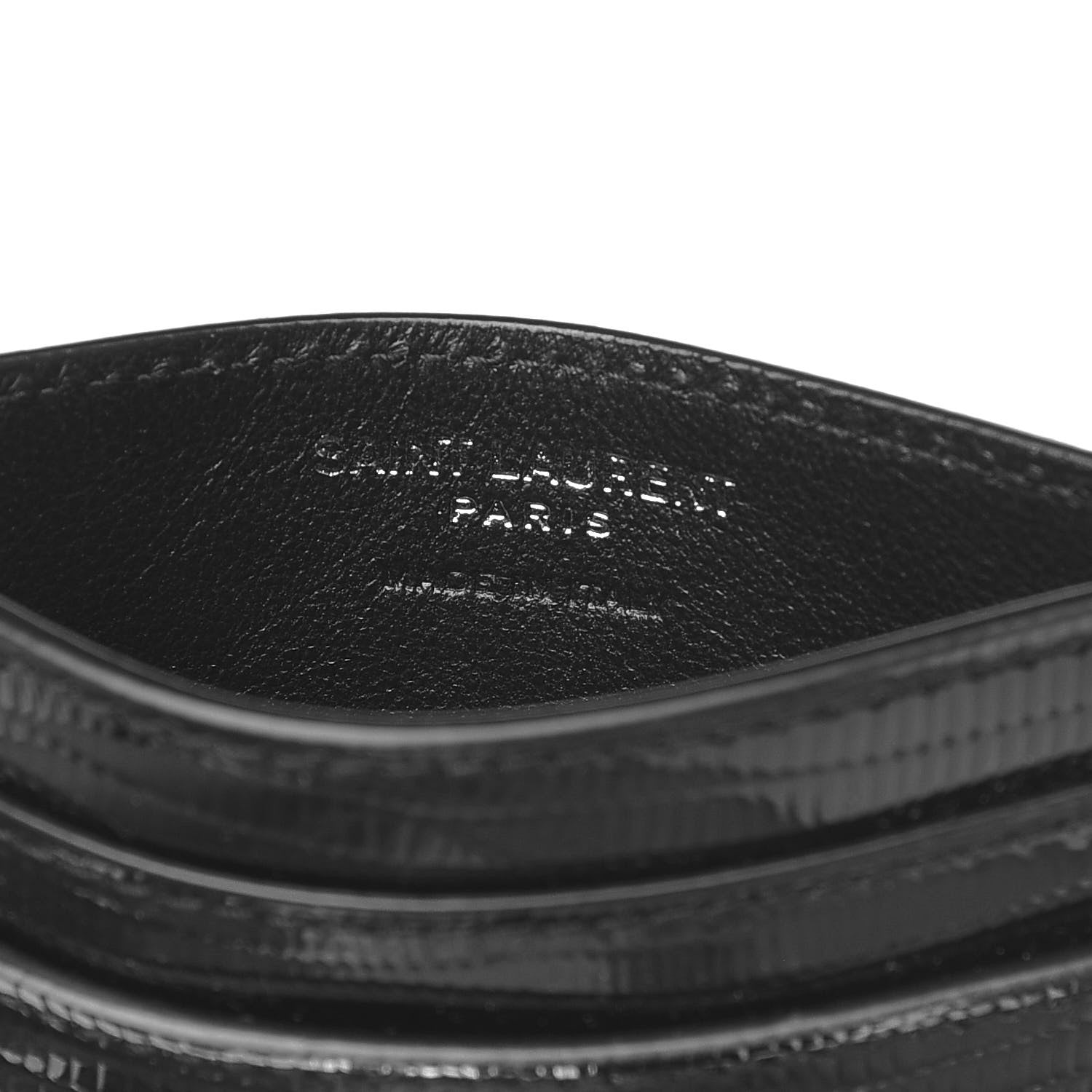Saint Laurent Patent Tejus Lizard Calfskin Embossed Card Case Black 5 of 9