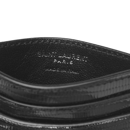 Saint Laurent Patent Tejus Lizard Calfskin Embossed Card Case Black 5 of 9