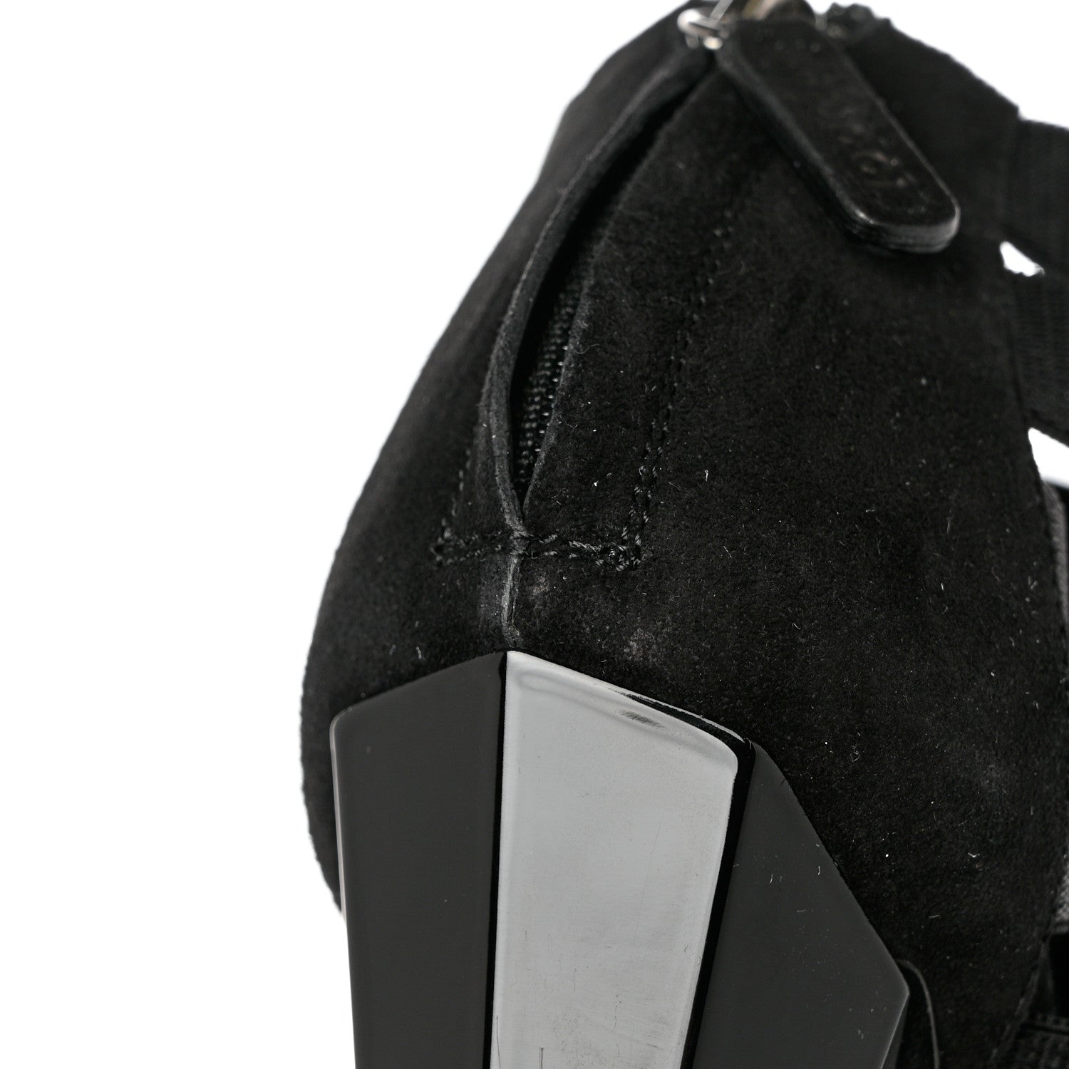 Gucci Nappa Elastic Moony Kid Heeled Sandals 37.5 Black 8 of 10