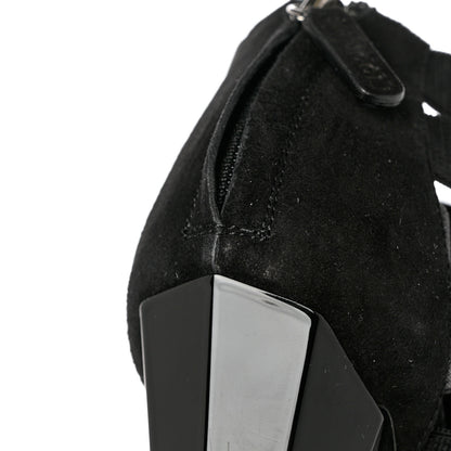 Gucci Nappa Elastic Moony Kid Heeled Sandals 37.5 Black 8 of 10