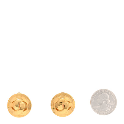 Chanel Metal CC Round Clip On Earrings Gold 2 of 4