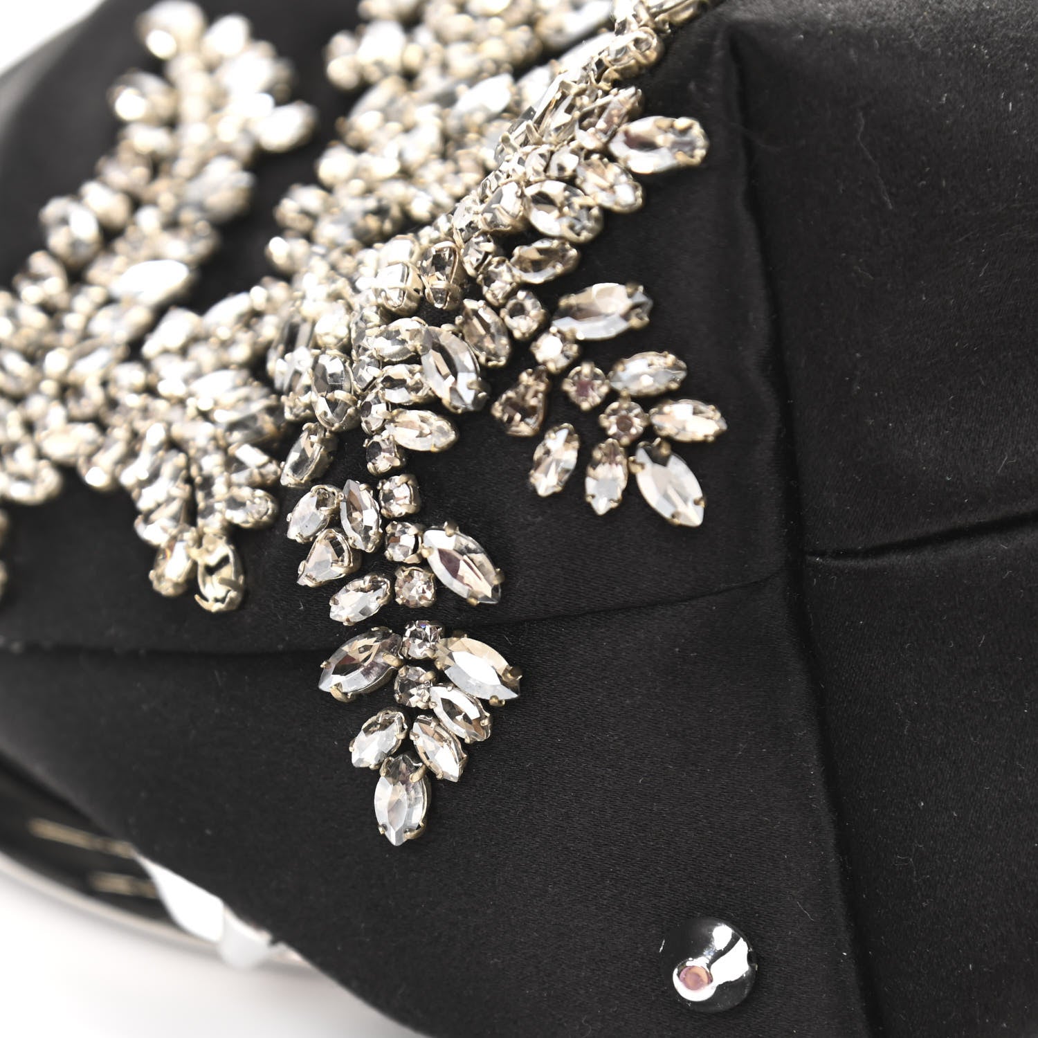 Jimmy Choo Satin Crystal Embellished Bon Bon Bucket Bag Black 11 of 11