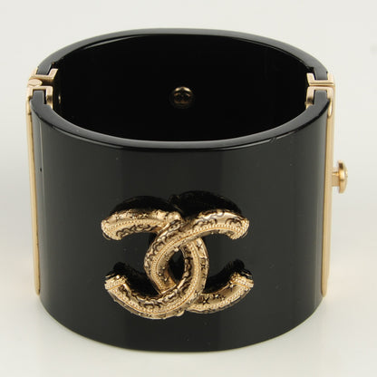 Chanel Resin CC Cuff Black Gold 2 of 5