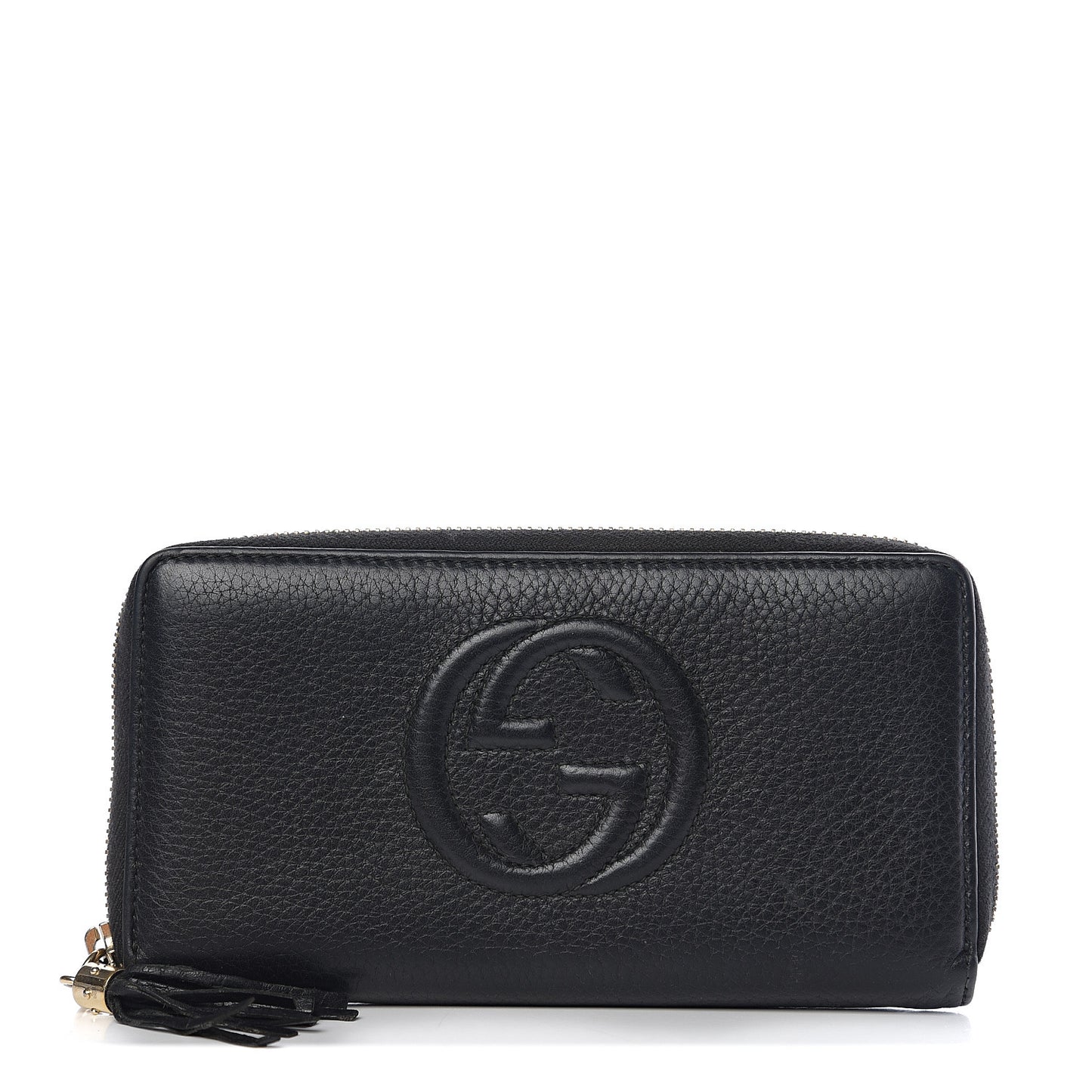 Pebbled Calfskin Soho Zip Around Wallet Black