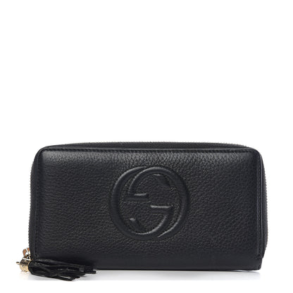 Gucci Pebbled Calfskin Soho Zip Around Wallet Black 1 of 6