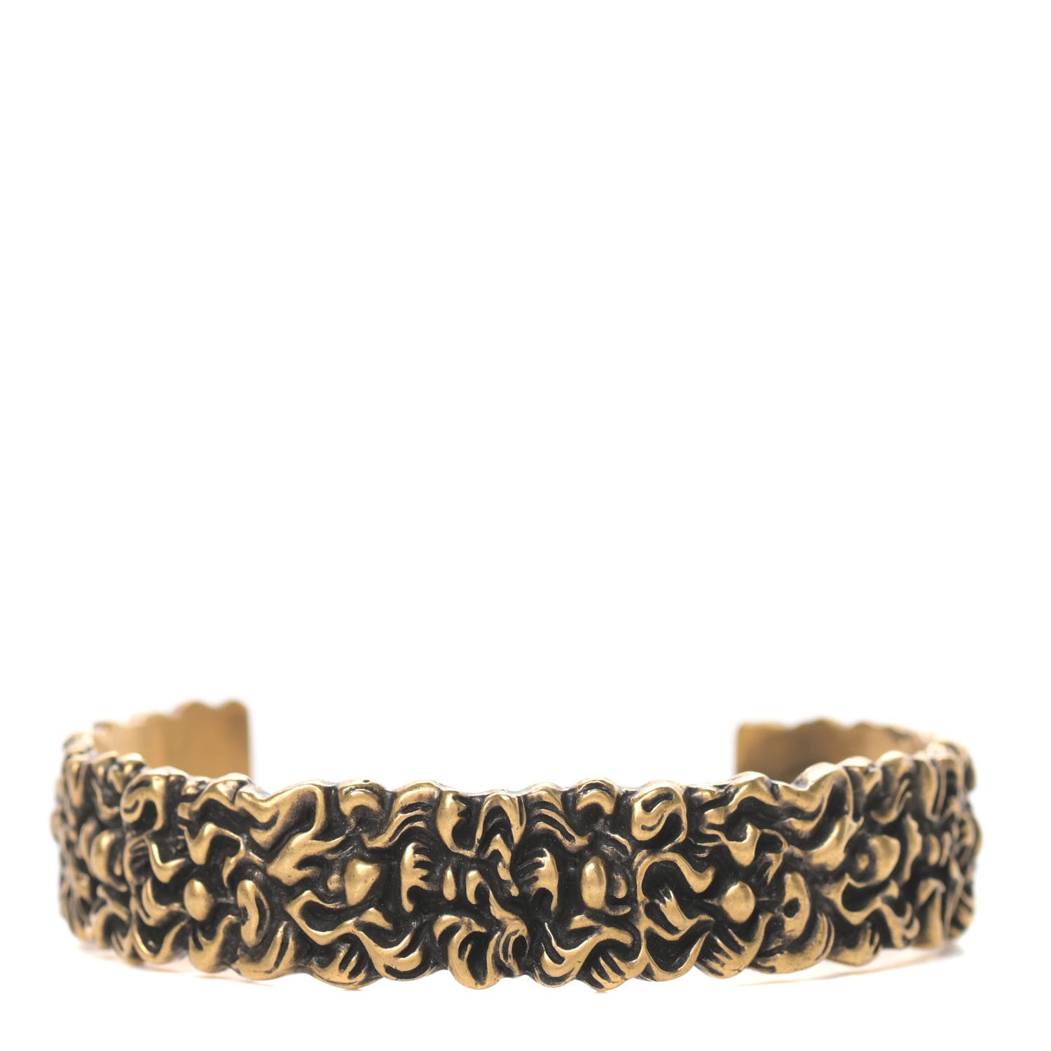 Gucci Metal Lion Mane Cuff Bracelet S Aged Gold 1 of 7