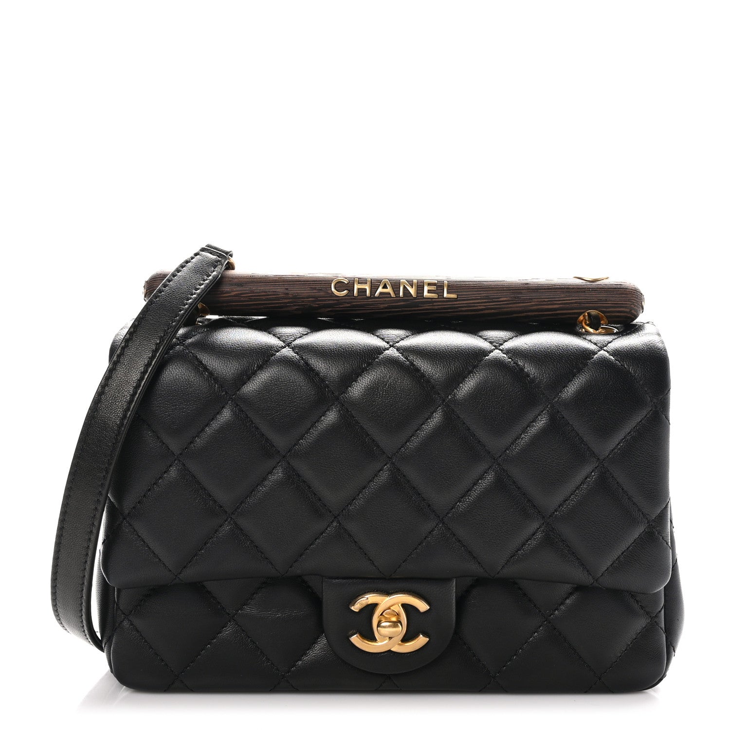 Chanel Lambskin Quilted Small Wenge Wood Flap Black 1 of 11