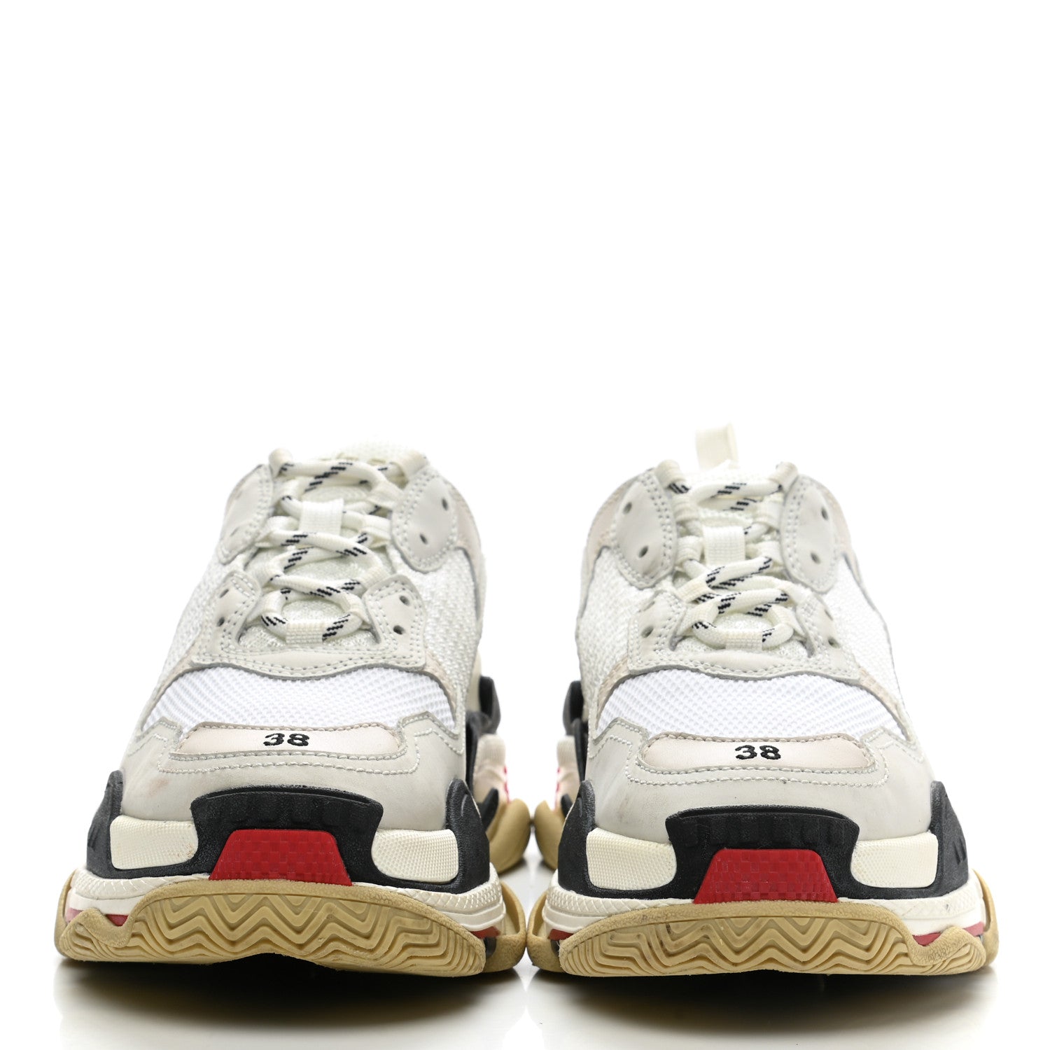 Balenciaga Fabric Mesh Womens Triple S Sneakers 38 Grey Red White 2 of 13