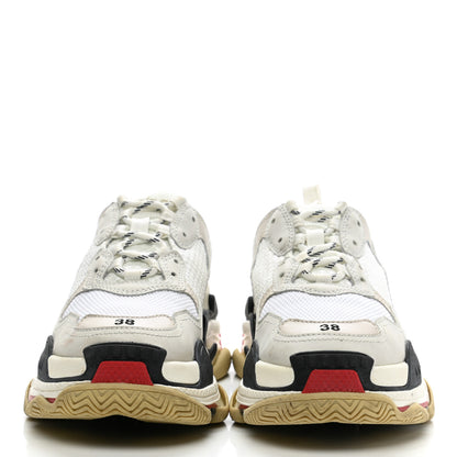 Balenciaga Fabric Mesh Womens Triple S Sneakers 38 Grey Red White 2 of 13