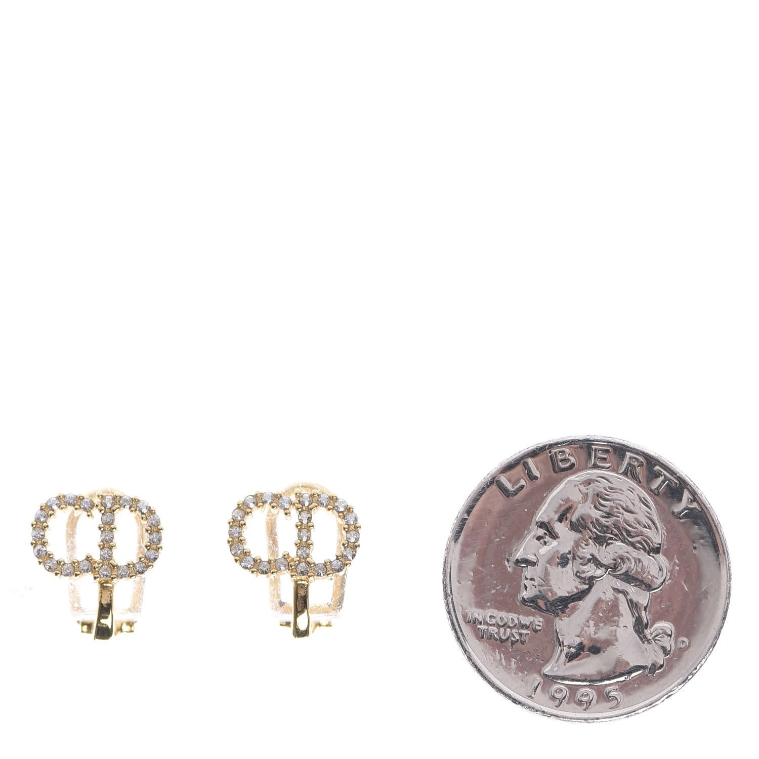 Christian Dior Crystal Clair D Lune Clip On Earrings Gold 2 of 4