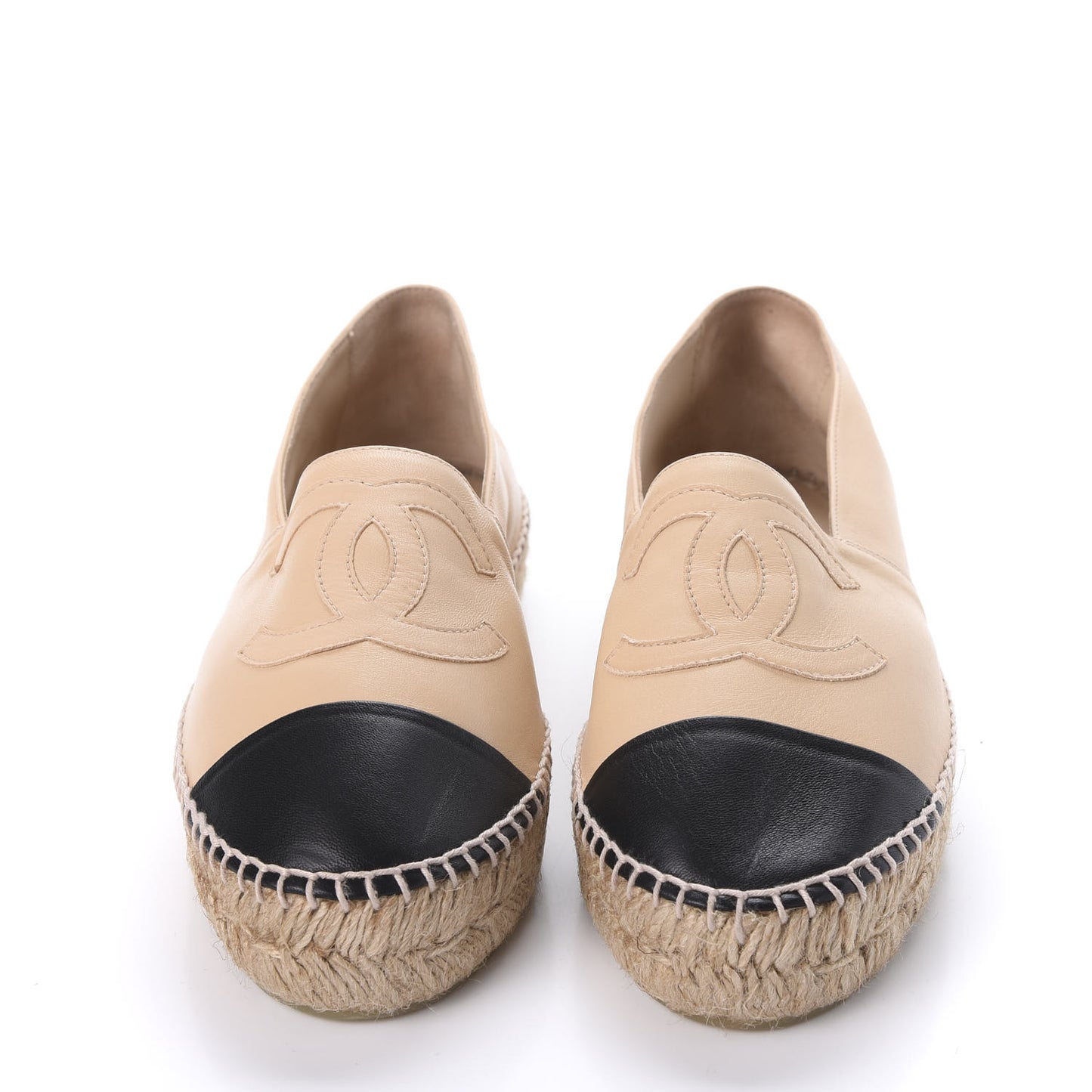Lambskin CC Espadrilles 38 Beige Black