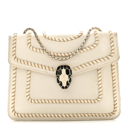Bulgari Calfskin Woven Chain Serpenti Forever Crossbody Bag White 1 of 9