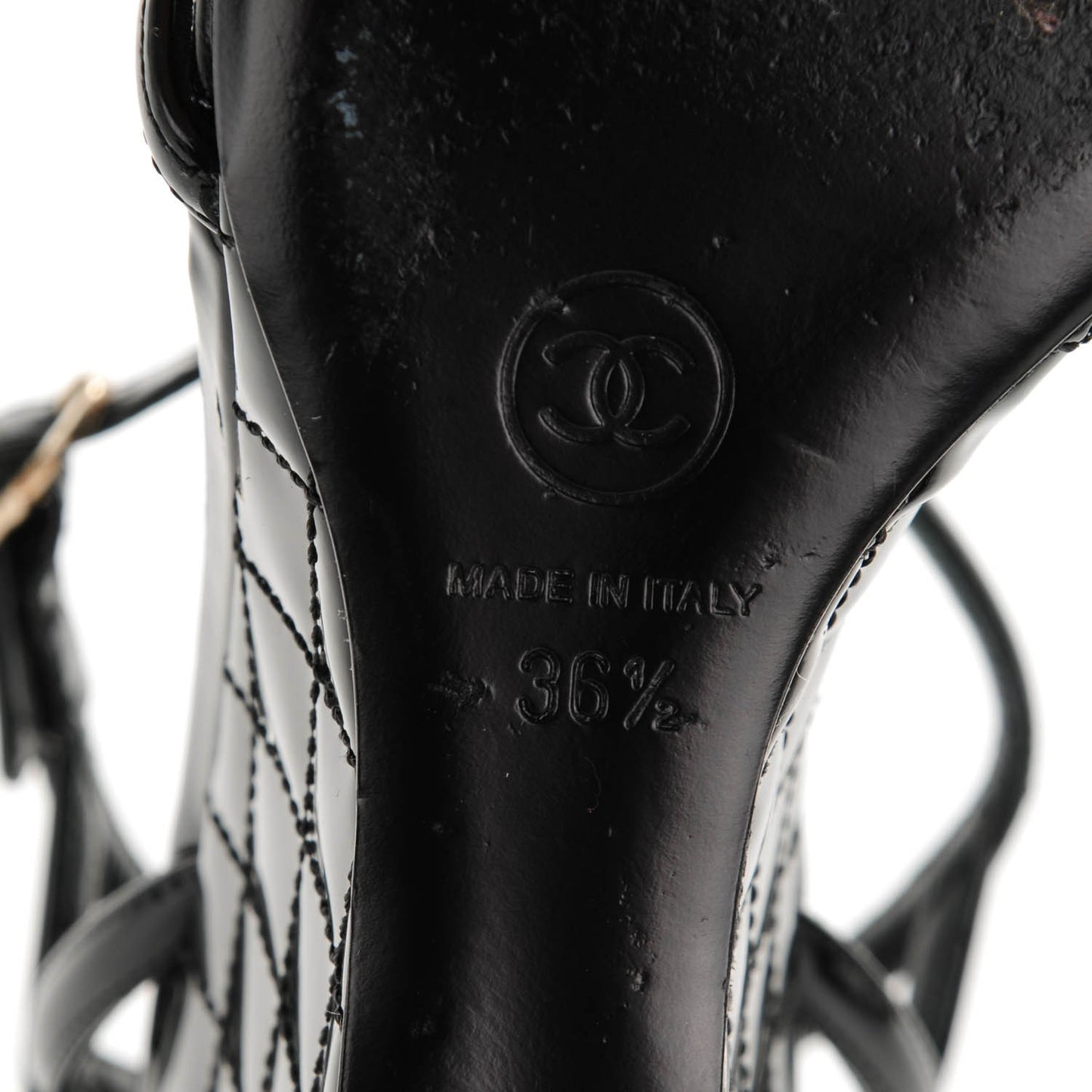 Patent Quilted Wedge Sandals 36.5 Black