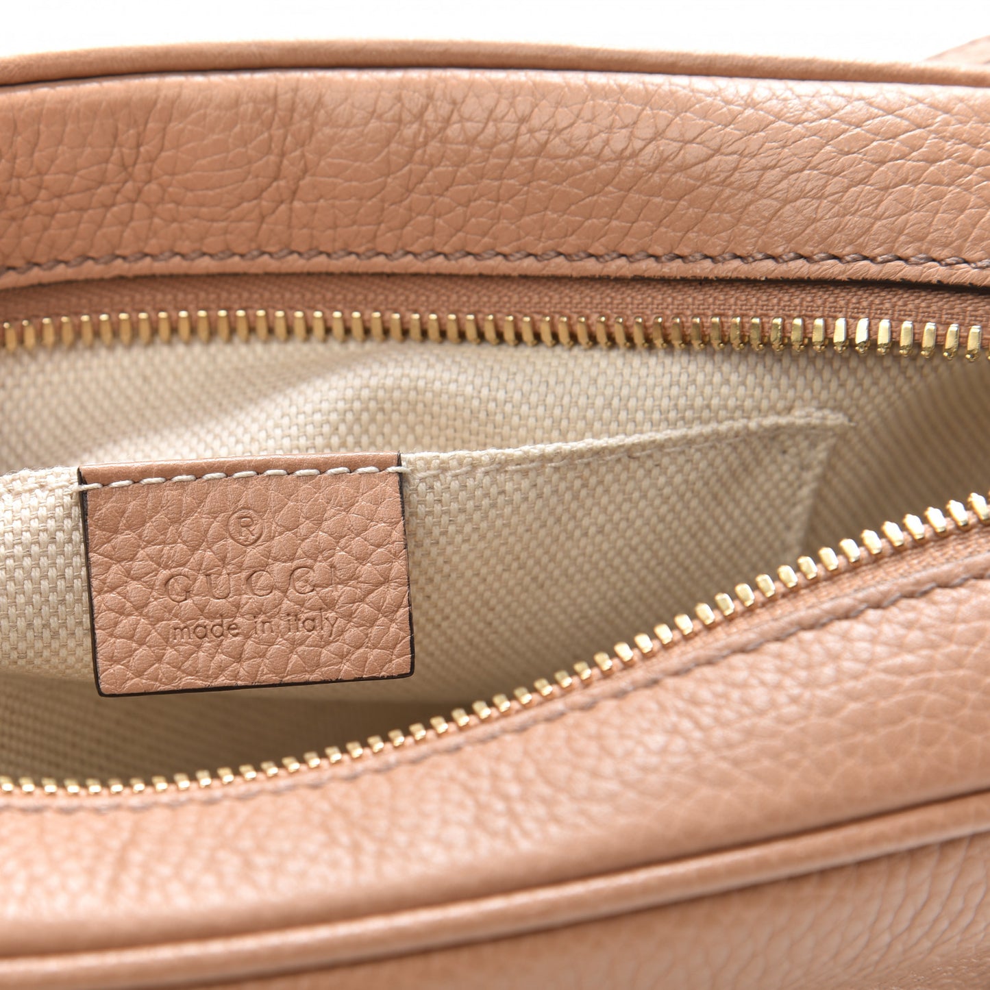 Pebbled Calfskin Small Soho Disco Bag Camelia