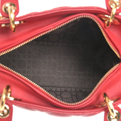 Christian Dior Lambskin Cannage Medium Lady Dior Red 5 of 10
