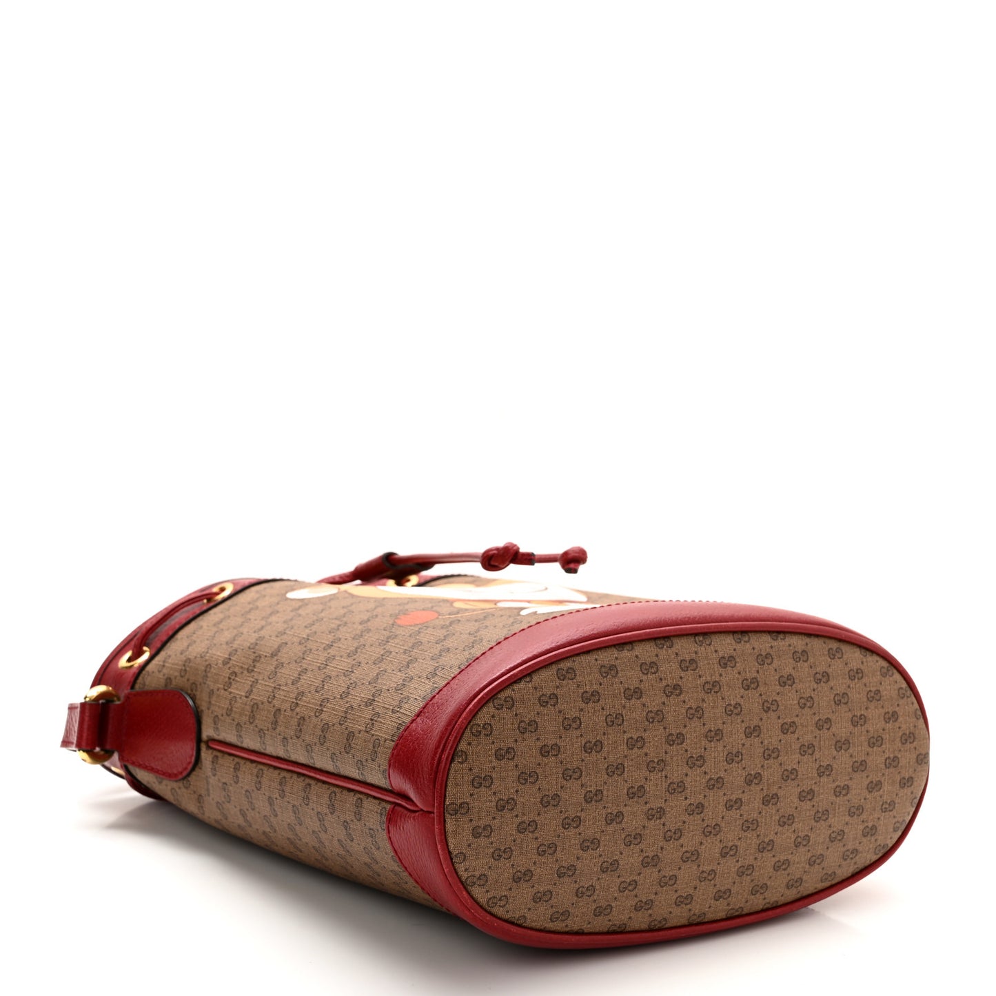 X DORAEMON Vintage GG Supreme Monogram Small Bucket Bag Beige Cherry Red
