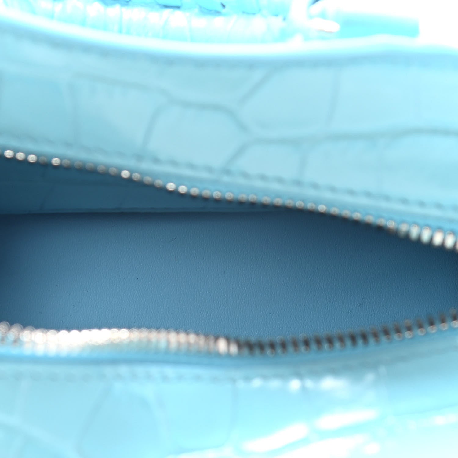 Balenciaga Calfskin Crocodile Embossed Neo Classic Silver Hardware Nano City Crossbody Azur 5 of 14