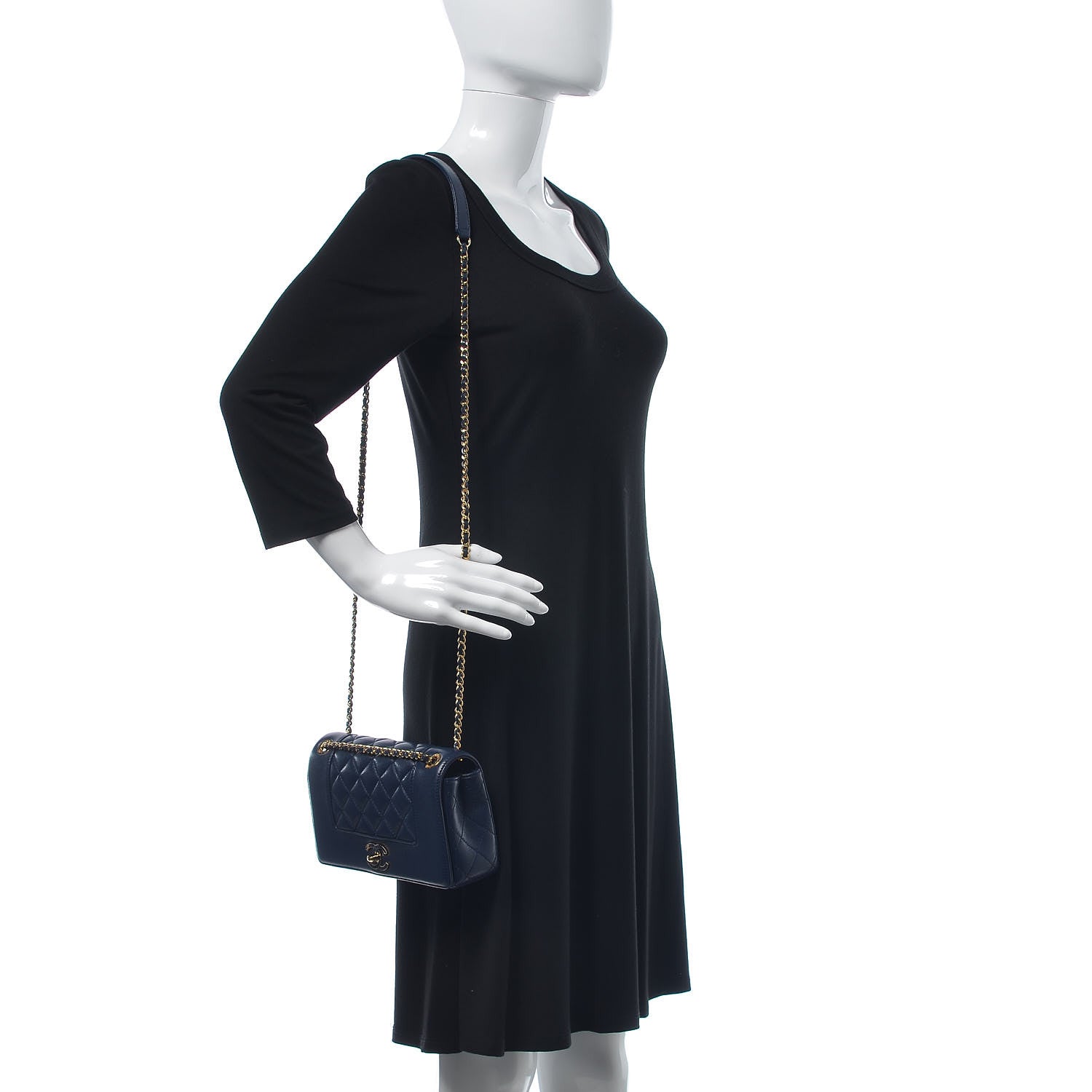 Chanel Sheepskin Quilted Small Vintage Mademoiselle Flap Navy 2 of 10