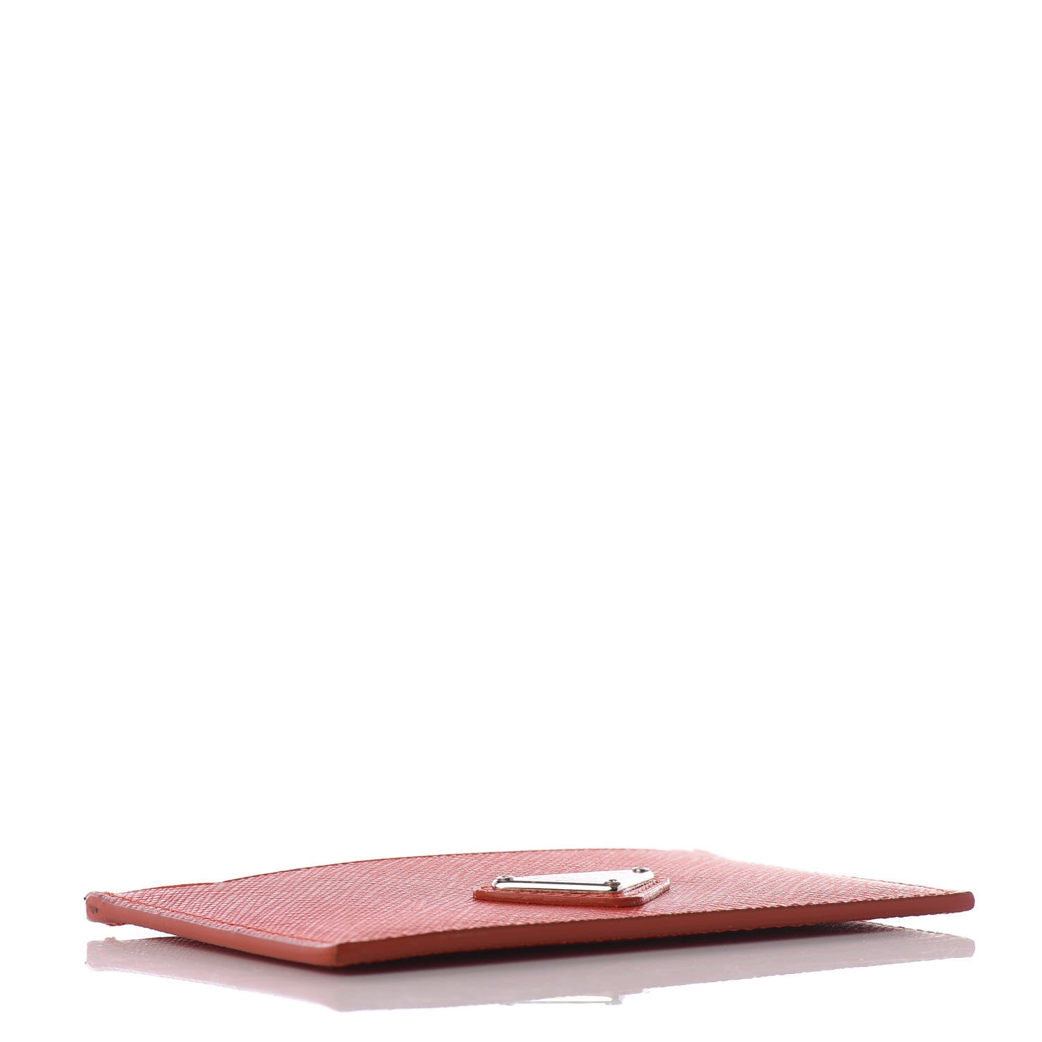 Prada Saffiano Triangle Metal Card Case Arancio Fluo 3 of 6