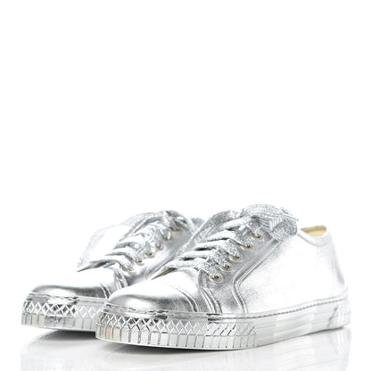 Chanel Laminated Lambskin Sneakers 40 Silver 3 of 9