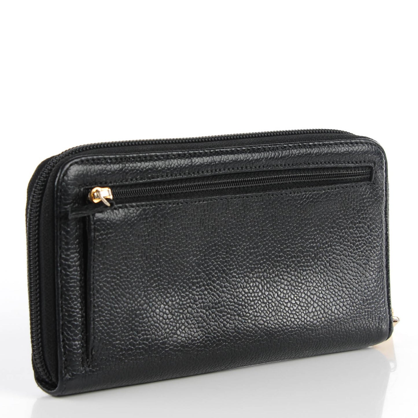 Caviar Large Timeless CC Zip Around Wallet Black