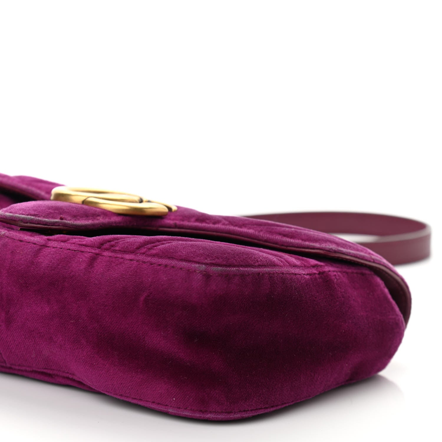 Gucci Velvet Matelasse Mini GG Marmont Shoulder Bag Fuchsia Violet Cyclamen 10 of 10