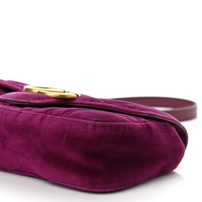 Gucci Velvet Matelasse Mini GG Marmont Shoulder Bag Fuchsia Violet Cyclamen 10 of 10