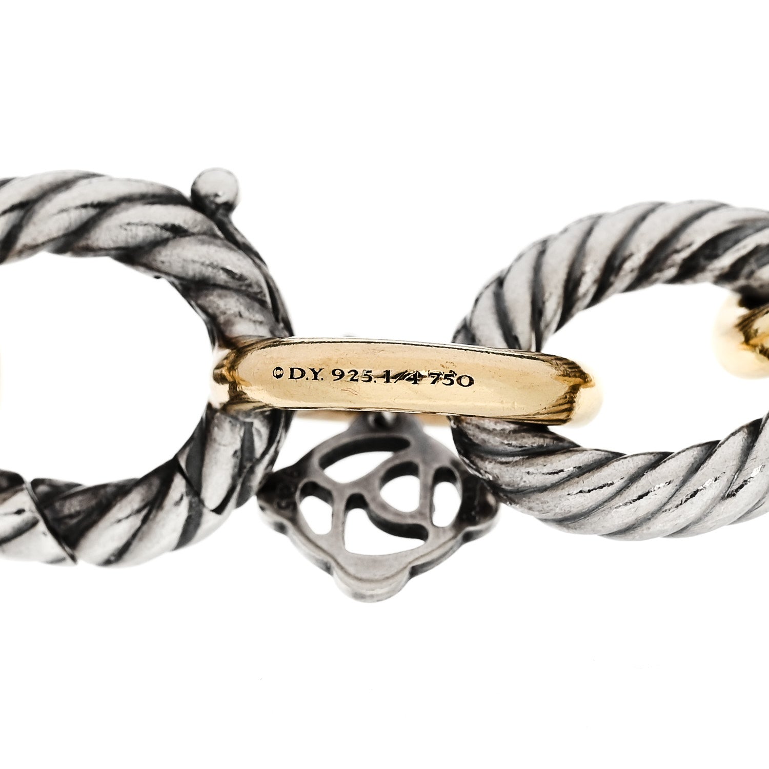 David Yurman Sterling Silver 18K Yellow Gold 12mm Large Oval Link Bracelet 4 of 5
