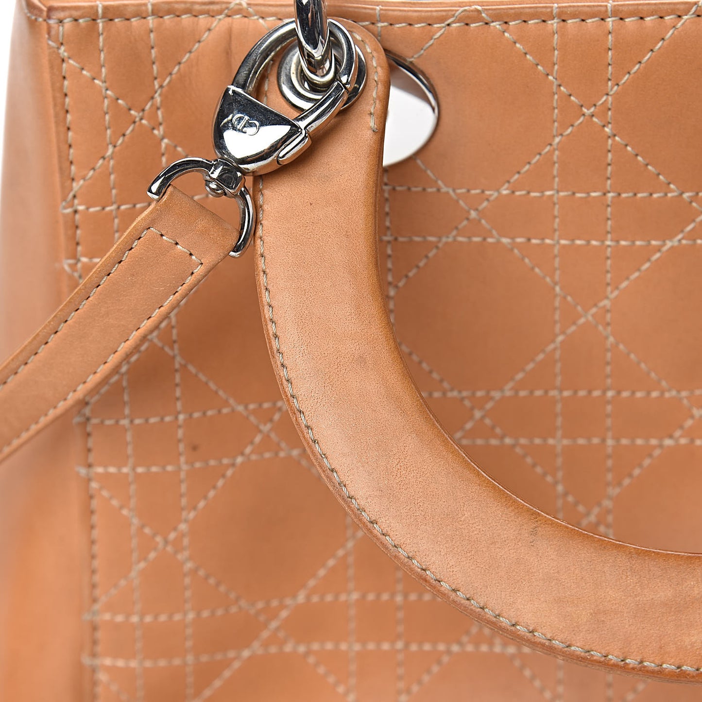 Calfskin Cannage Medium Lady Dior Camel