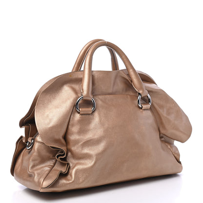 Prada Metallic Nappa Ruffle Bauletto Gold 2 of 4