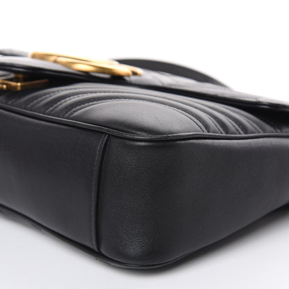 Gucci Calfskin Matelasse Medium GG Marmont Shoulder Bag Black 9 of 17