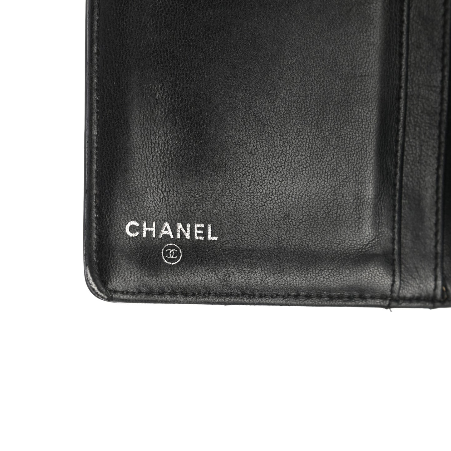 Patent Calfskin Lucky Symbols Yen Wallet Black