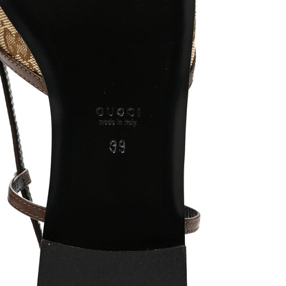 Gucci GG Monogram Malaga Kid Square G 35mm Slingback Pumps 39 Beige Ebony New Acero 9 of 10