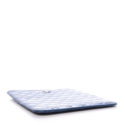 Chanel Patent Quilted Brilliant iPad Case Blue 4 of 9
