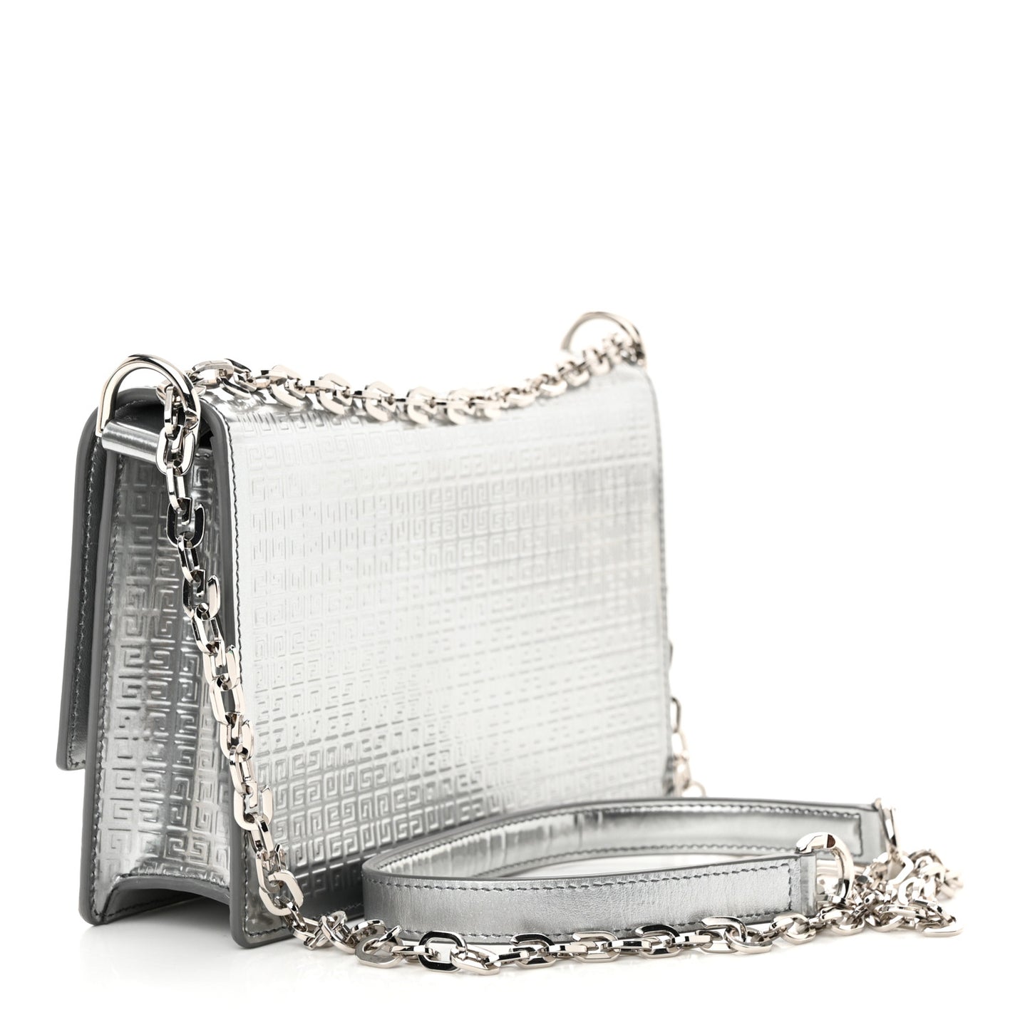 Metallic Calfskin 4G Embossed Small 4G Crossbody Silver