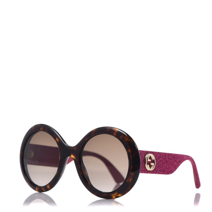 Gucci Acetate Round GG0101S Glitter Sunglasses Havana Pink 1 of 7