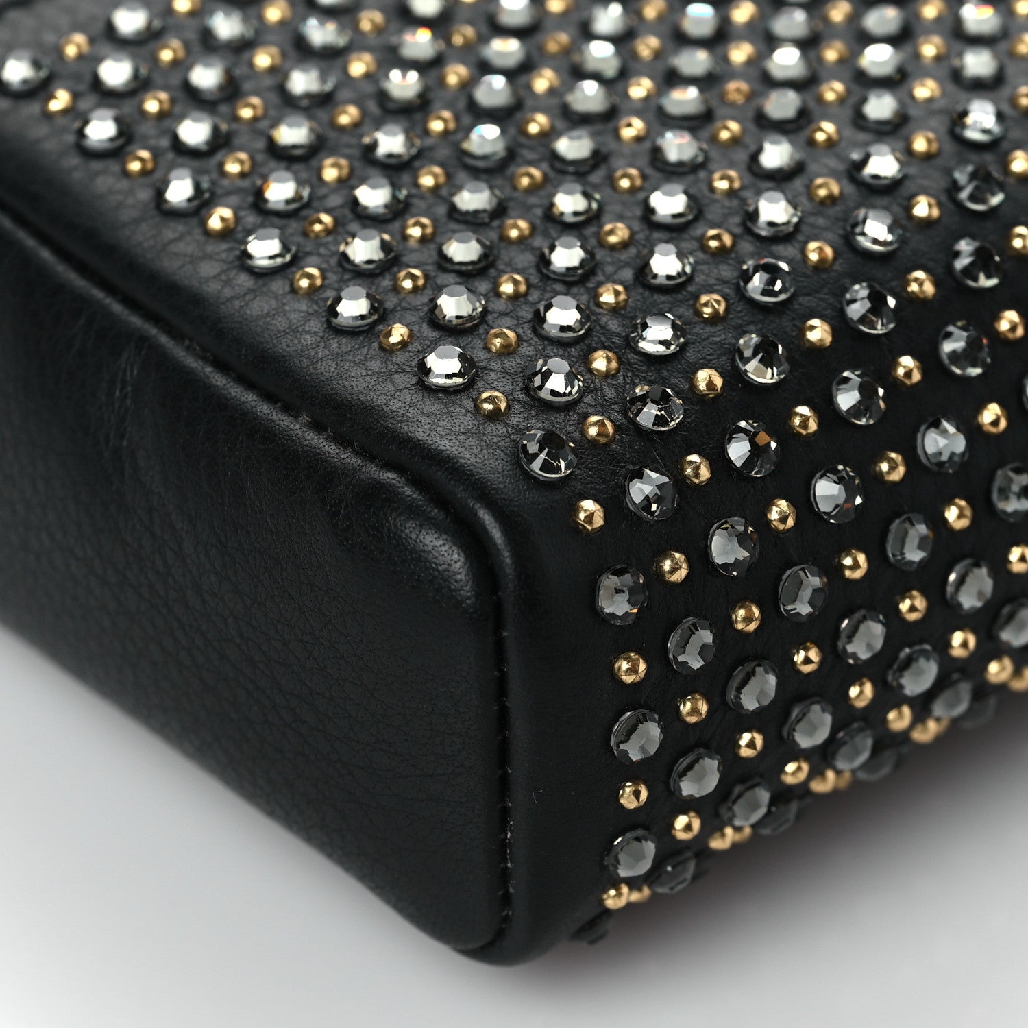 Chanel Calfskin Strass Studded Mini Phone Holder Clutch Black 8 of 9