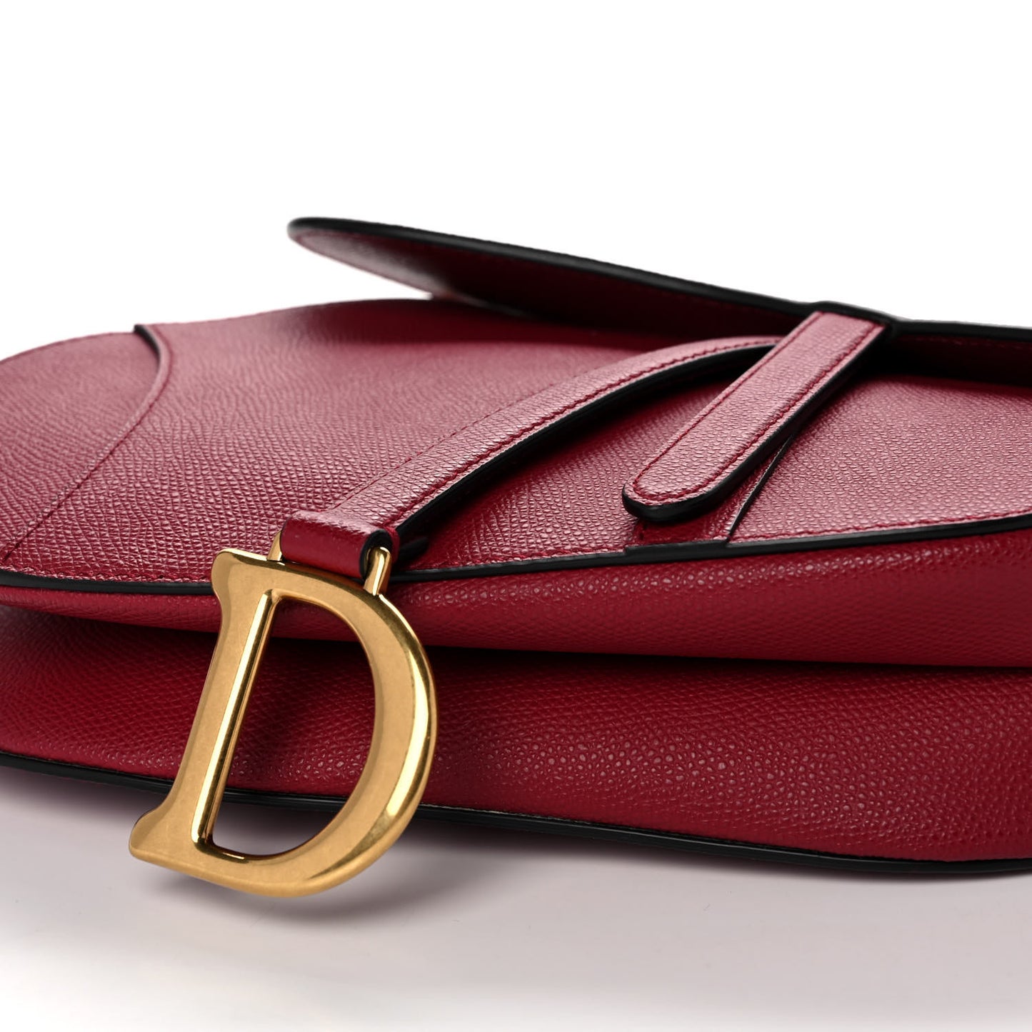 Grained Calfskin Saddle Bag Burgundy