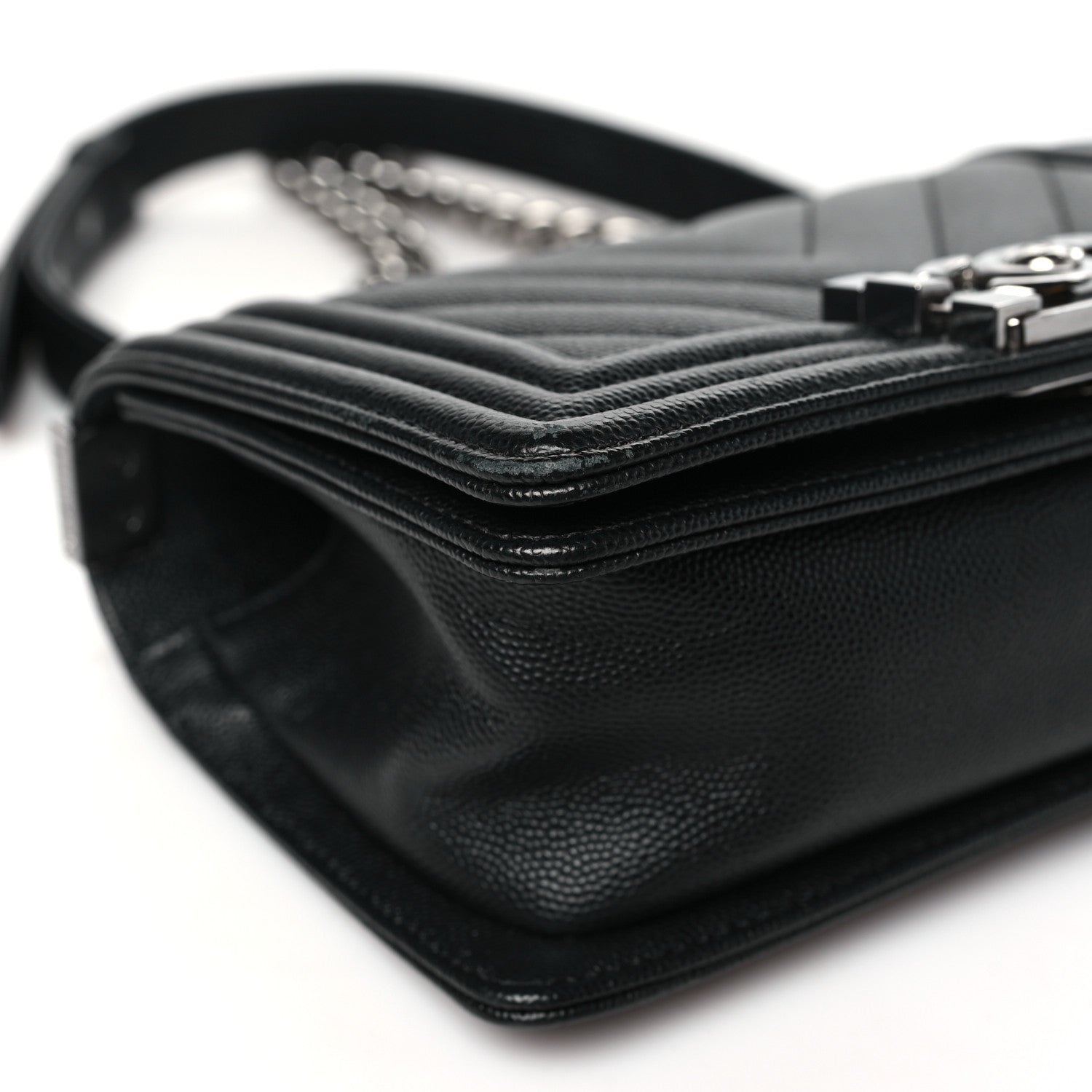 Chanel Caviar Chevron Quilted Small Boy Flap Black 9 of 10