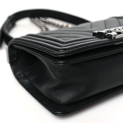 Chanel Caviar Chevron Quilted Small Boy Flap Black 9 of 10