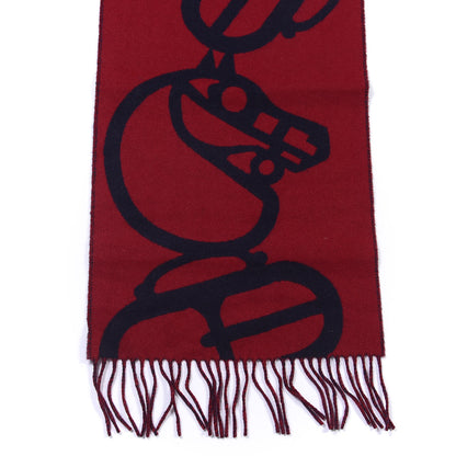 Hermes Cashmere Boucles et Camails Muffler Marine Bordeaux 3 of 4