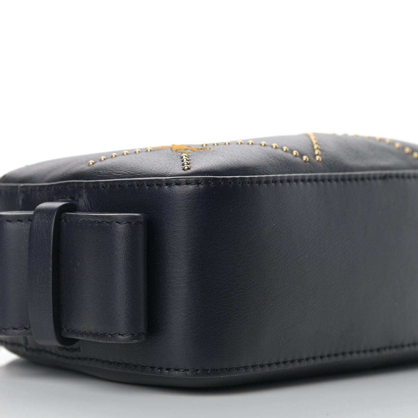 Smooth Calfskin Little Horses Embroidered Shoulder Bag Black
