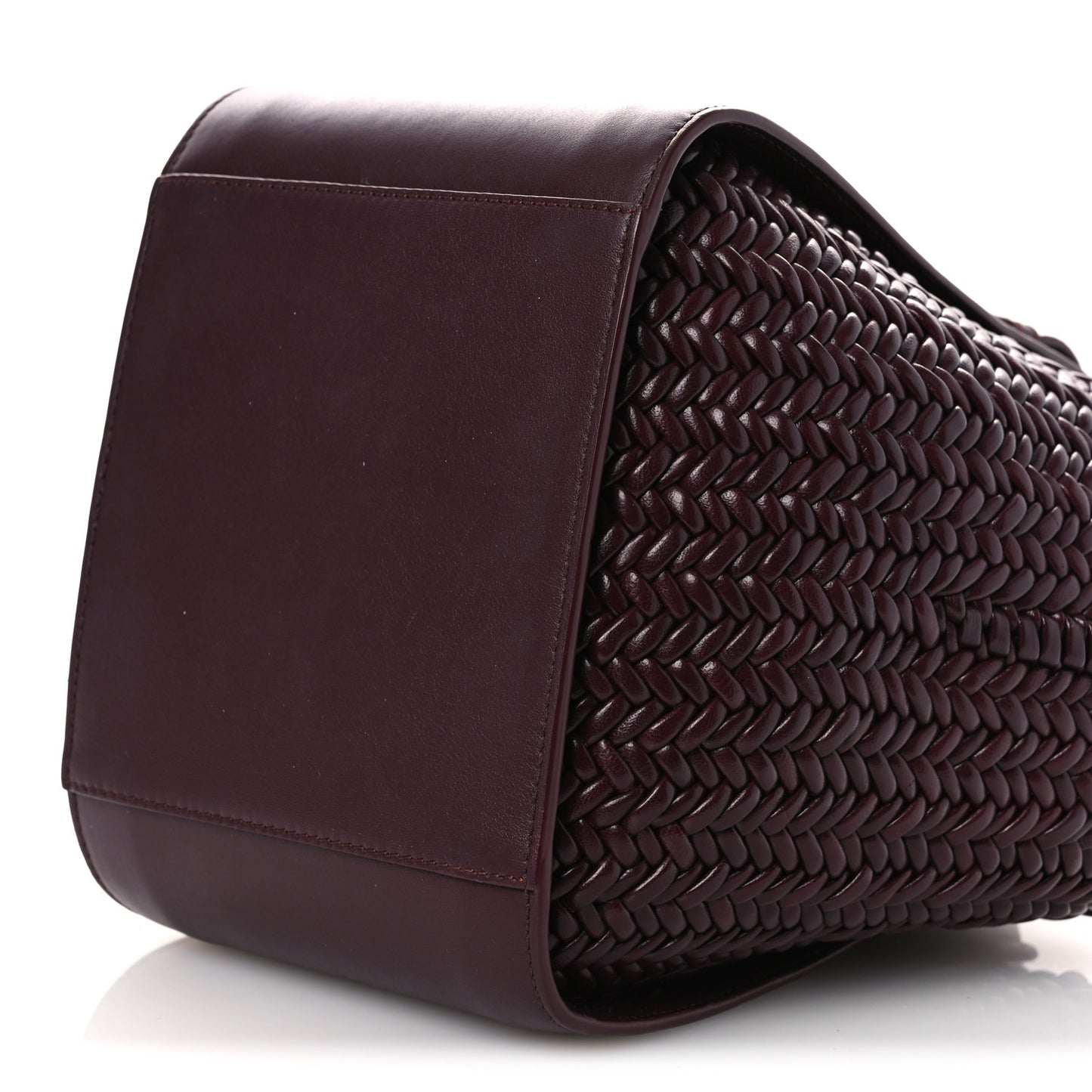 Calfskin Woven Compact Hammock Shoulder Bag Dark Burgundy